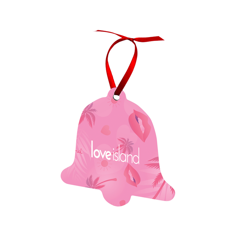 Love Island Bell Ornament Double Sided Pink